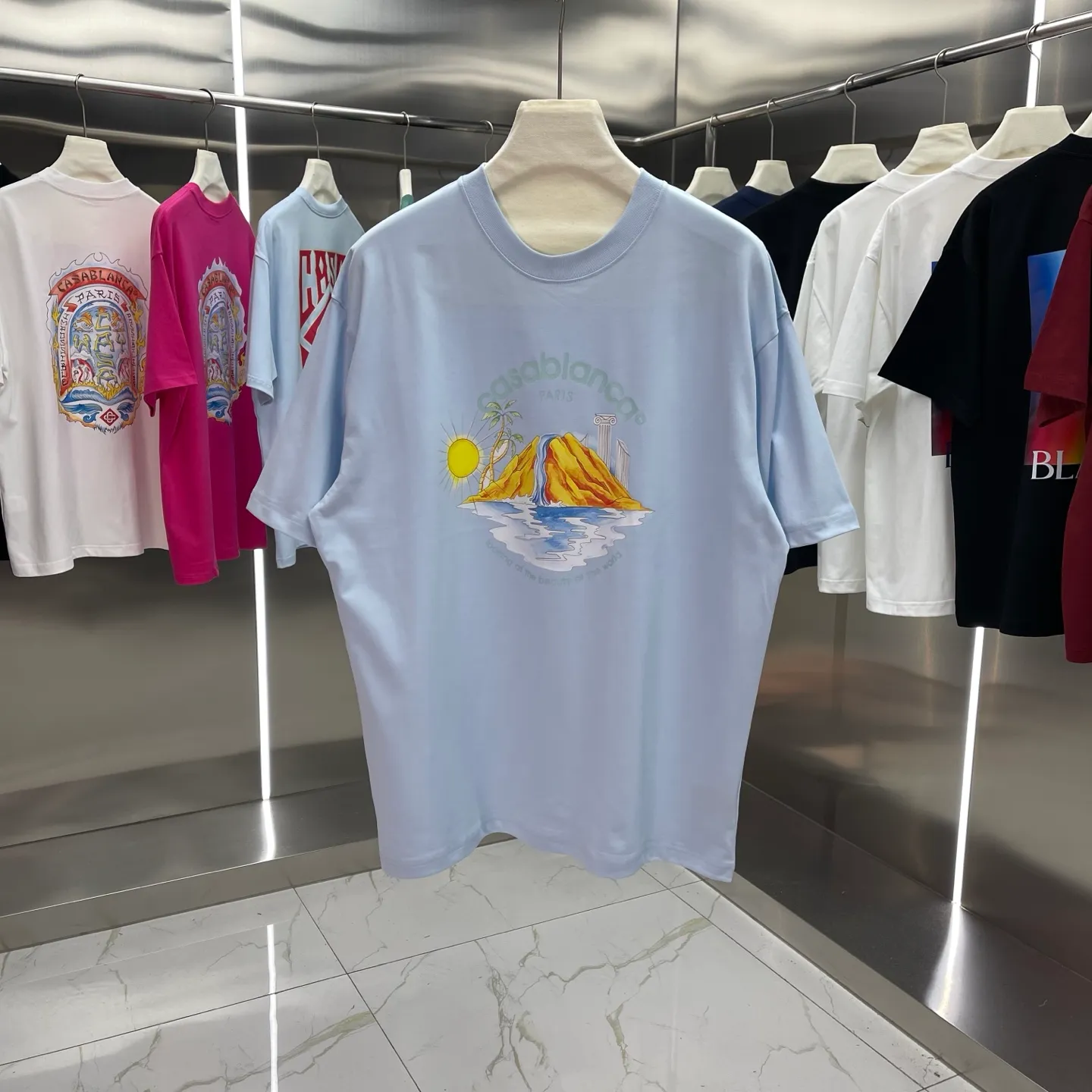 25ss New Arrival Casablanca Classic Series T ～ ， ， 。 ， Classic ， In Stock ！ ：White Black Light Blue Size：S M L XL XXL
